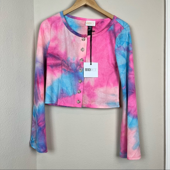 NEW Beach Riot Revolve Tie Dye 2 Piece Crop Top Flare Pants SMALL Lounge $220 - Picture 6 of 13